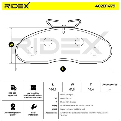 Bremsbeläge Satz RIDEX 402B1479 402B1479 - foto 6