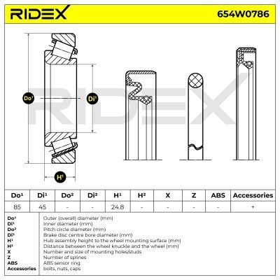 Radlager RIDEX 654W0786 654W0786 - foto 6