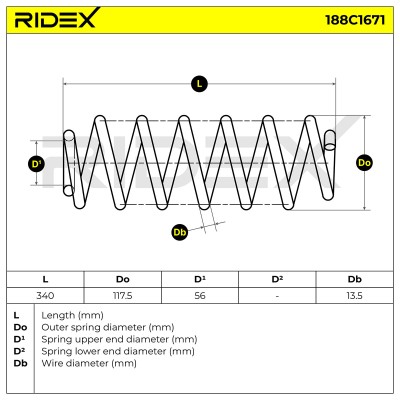 Fahrwerksfeder RIDEX 188C1671 188C1671 - foto 4