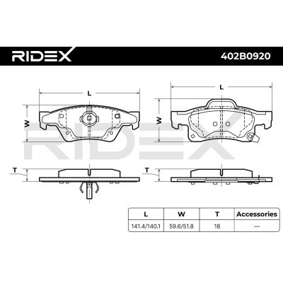 Bremsbeläge Satz RIDEX 402B0920 402B0920 - foto 8