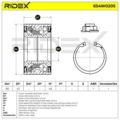 Radlager RIDEX 654W0205 654W0205 - foto 6