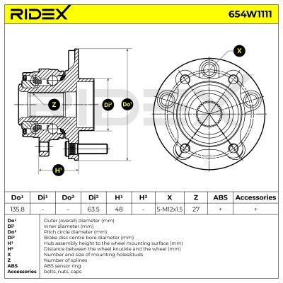 Radlagersatz RIDEX 654W1111 654W1111 - foto 9