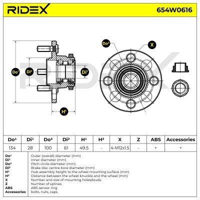 Radlager RIDEX 654W0616 654W0616 - foto 2