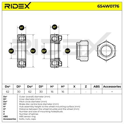 Radlager RIDEX 654W0176 654W0176 - foto 3