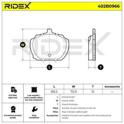 Bremsbeläge Satz RIDEX 402B0966 402B0966 - foto 4