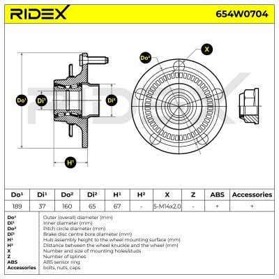 Radlager RIDEX 654W0704 654W0704 - foto 5