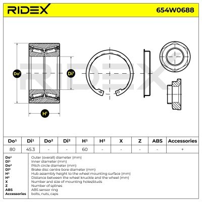 Radlager RIDEX 654W0688 654W0688 - foto 5