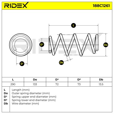 Fahrwerksfeder RIDEX 188C1261 188C1261 - foto 6