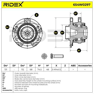Radlager RIDEX 654W0297 654W0297 - foto 3
