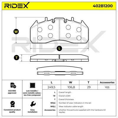 Bremsbeläge Satz RIDEX 402B1200 402B1200 - foto 6
