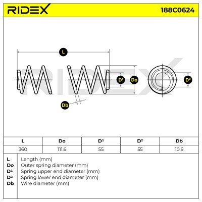 Fahrwerksfeder RIDEX 188C0624 188C0624 - foto 5