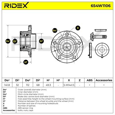 Radlager RIDEX 654W1106 654W1106 - foto 5