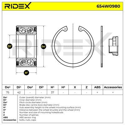 Radlager RIDEX 654W0980 654W0980 - foto 6