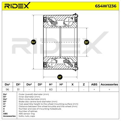 Radlager RIDEX 654W1236 654W1236 - foto 8