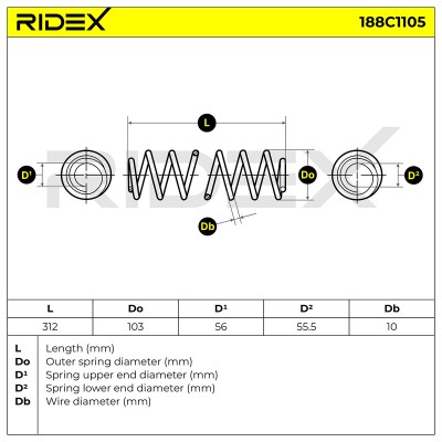 Fahrwerksfeder RIDEX 188C1105 188C1105 - foto 6