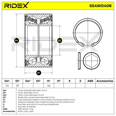 Radlager RIDEX 654W0408 654W0408 - foto 3