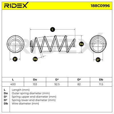 Fahrwerksfeder RIDEX 188C0996 188C0996 - foto 5