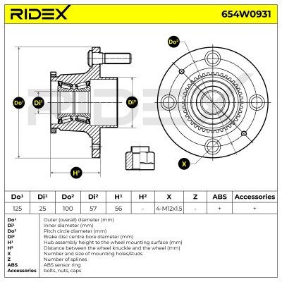 Radlager RIDEX 654W0931 654W0931 - foto 6