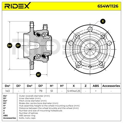 Radlager RIDEX 654W1126 654W1126 - foto 9