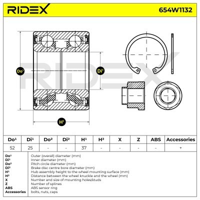 Radlager RIDEX 654W1132 654W1132 - foto 6