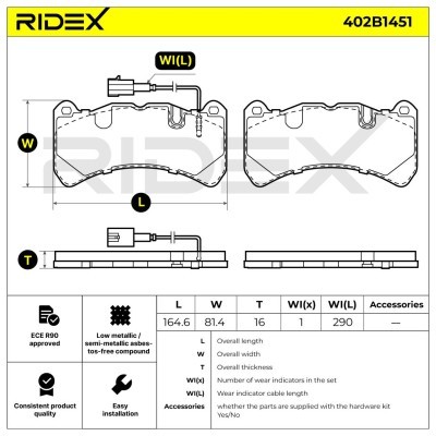 Bremsbeläge Satz RIDEX 402B1451 402B1451 - foto 8