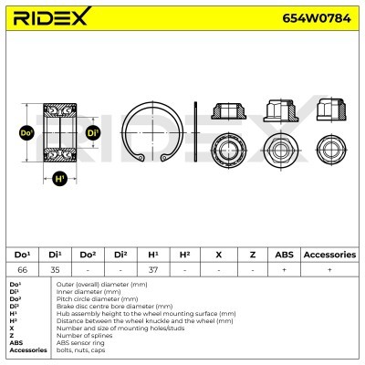 Radlager RIDEX 654W0784 654W0784 - foto 7