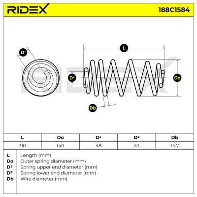 Fahrwerksfeder RIDEX 188C1584 188C1584 - foto 5