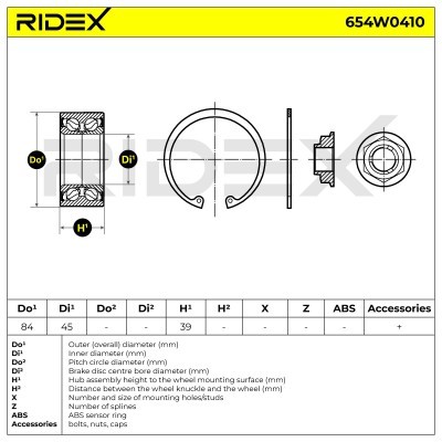 Radlager RIDEX 654W0410 654W0410 - foto 3