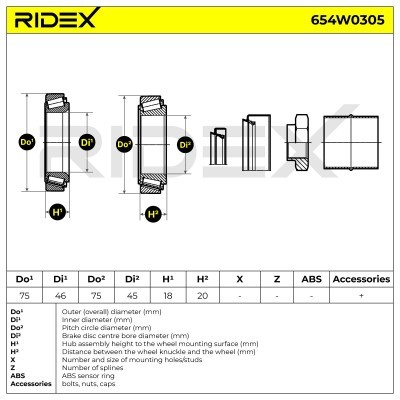 Radlager RIDEX 654W0305 654W0305 - foto 3