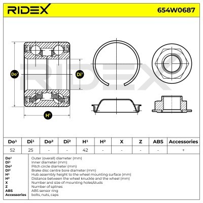 Radlager RIDEX 654W0687 654W0687 - foto 6