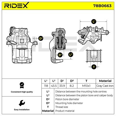 Bremssattel RIDEX 78B0663 78B0663 - foto 5