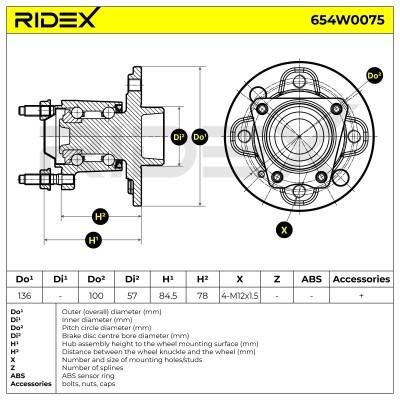 Radlager RIDEX 654W0075 654W0075 - foto 2