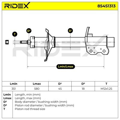 Stoßdämpfer RIDEX 854S1313 854S1313 - foto 10