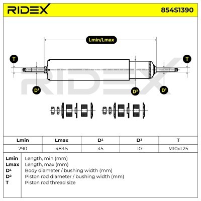 Stoßdämpfer RIDEX 854S1390 854S1390 - foto 8