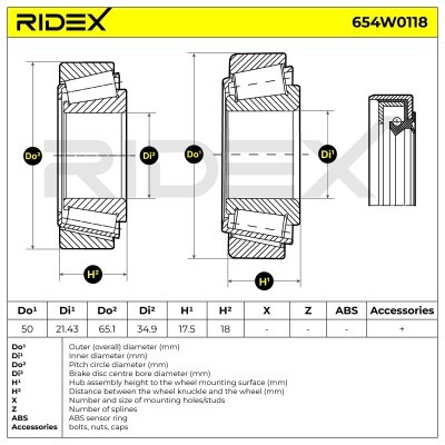 Radlager RIDEX 654W0118 654W0118 - foto 3