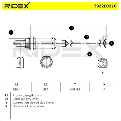 Lambdasonde RIDEX 3922L0220 3922L0220 - foto 5
