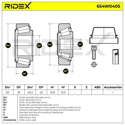 Radlager RIDEX 654W0405 654W0405 - foto 3