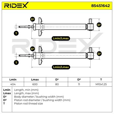 Stoßdämpfer RIDEX 854S1642 854S1642 - foto 6