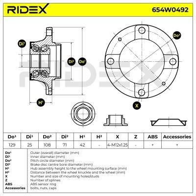 Radlager RIDEX 654W0492 654W0492 - foto 3