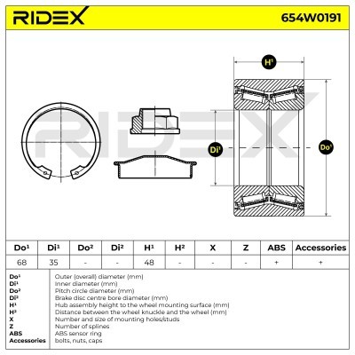 Radlager RIDEX 654W0191 654W0191 - foto 3