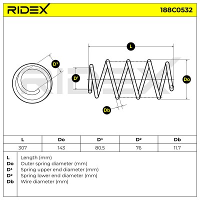 Fahrwerksfeder RIDEX 188C0532 188C0532 - foto 4