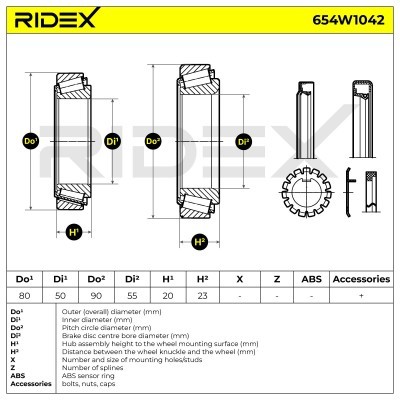 Radlager RIDEX 654W1042 654W1042 - foto 7