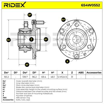 Radlager RIDEX 654W0552 654W0552 - foto 5