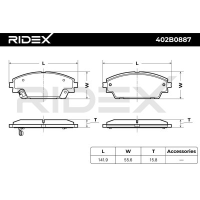 Bremsbeläge Satz RIDEX 402B0887 402B0887 - foto 6
