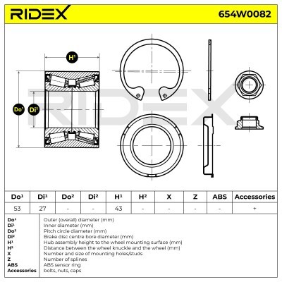 Radlager RIDEX 654W0082 654W0082 - foto 3