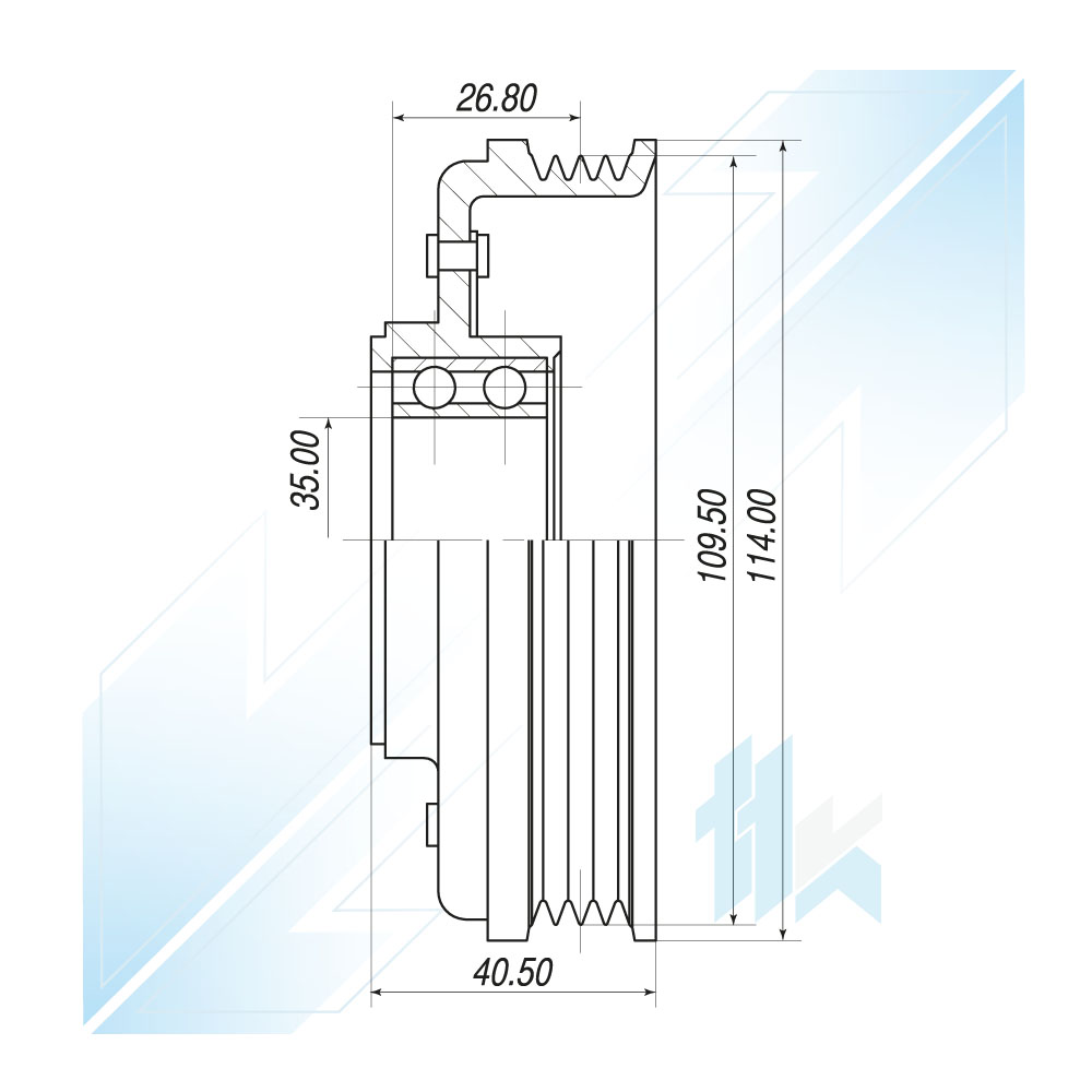 Klimakompressor Riemenscheibe mit Dämpfer DENSO 7SEU16C 4PK (PV4) Ø115/Ø110 Audi 113D7E6401 - foto 3