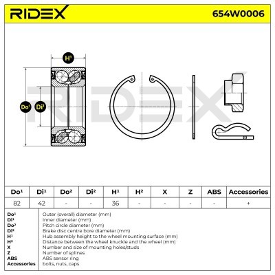 Radlager RIDEX 654W0006 654W0006 - foto 2
