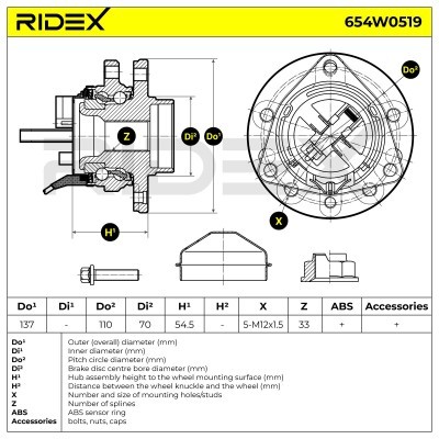 Radlager RIDEX 654W0519 654W0519 - foto 5