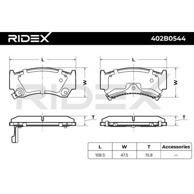 Bremsbeläge Satz RIDEX 402B0544 402B0544 - foto 6