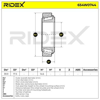 Radlager RIDEX 654W0744 654W0744 - foto 6
